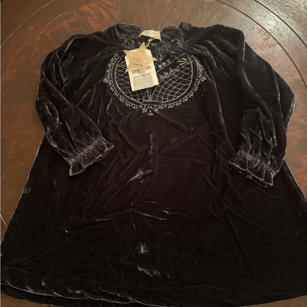 NWT Zara Kids Dress in Black/ Blue Velvet